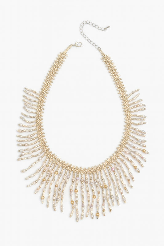 Handmade Beige Seed Bead Necklace / El Yapımı Bej Kum Boncuk Kolye